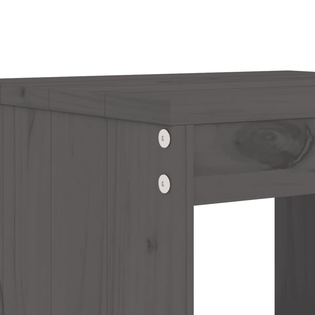 vidaXL Sodo bistro baldų komplektas, 3 dalių, pilkas, pušies masyvas
