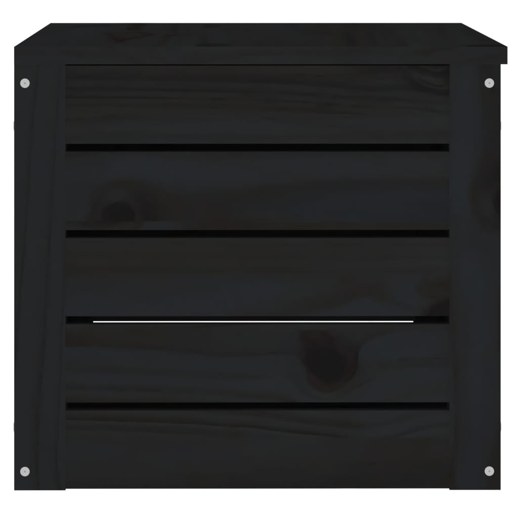 vidaXL Daiktadėžė, juoda, 59,5x36,5x33cm, pušies medienos masyvas