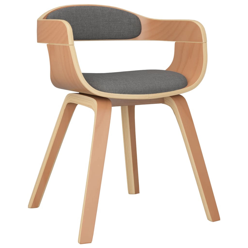 vidaXL Valgomojo kėdės, 2vnt., šviesiai pilkos, lenkta mediena/audinys