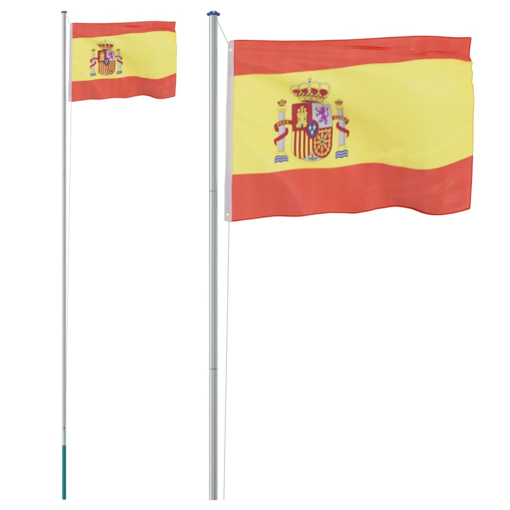vidaXL Ispanijos vėliava su stiebu, aliuminis, 6,23m