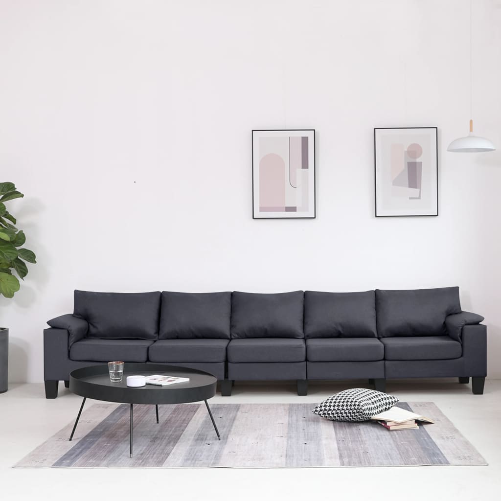 vidaXL Penkiavietė sofa, tamsiai pilkos spalvos, audinys