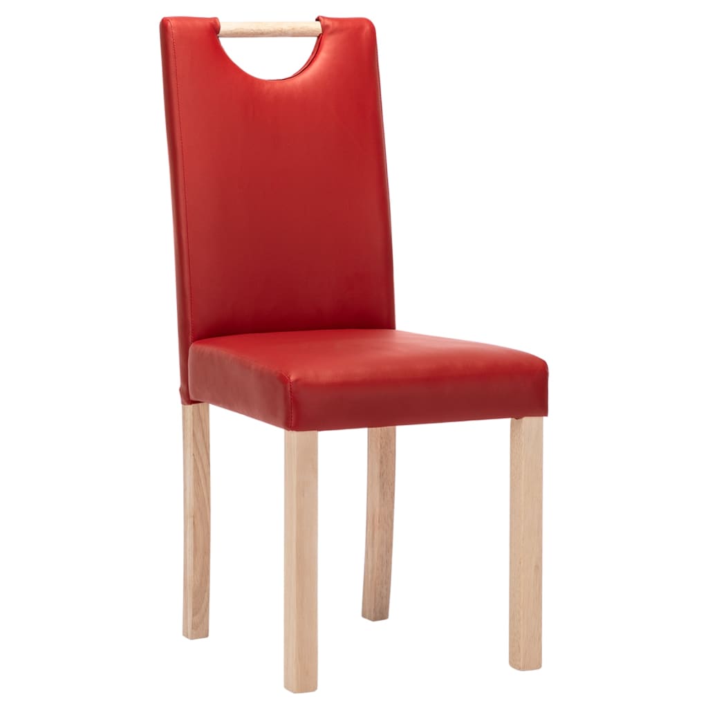 vidaXL Valgomojo kėdės, 2vnt., raudonojo vyno spalvos, dirbtinė oda