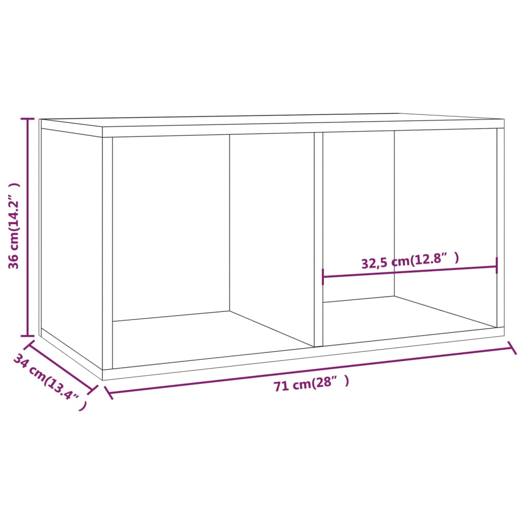 vidaXL Dėžė vinilinėms plokštelėms, pilka, 71x34x36cm, mediena
