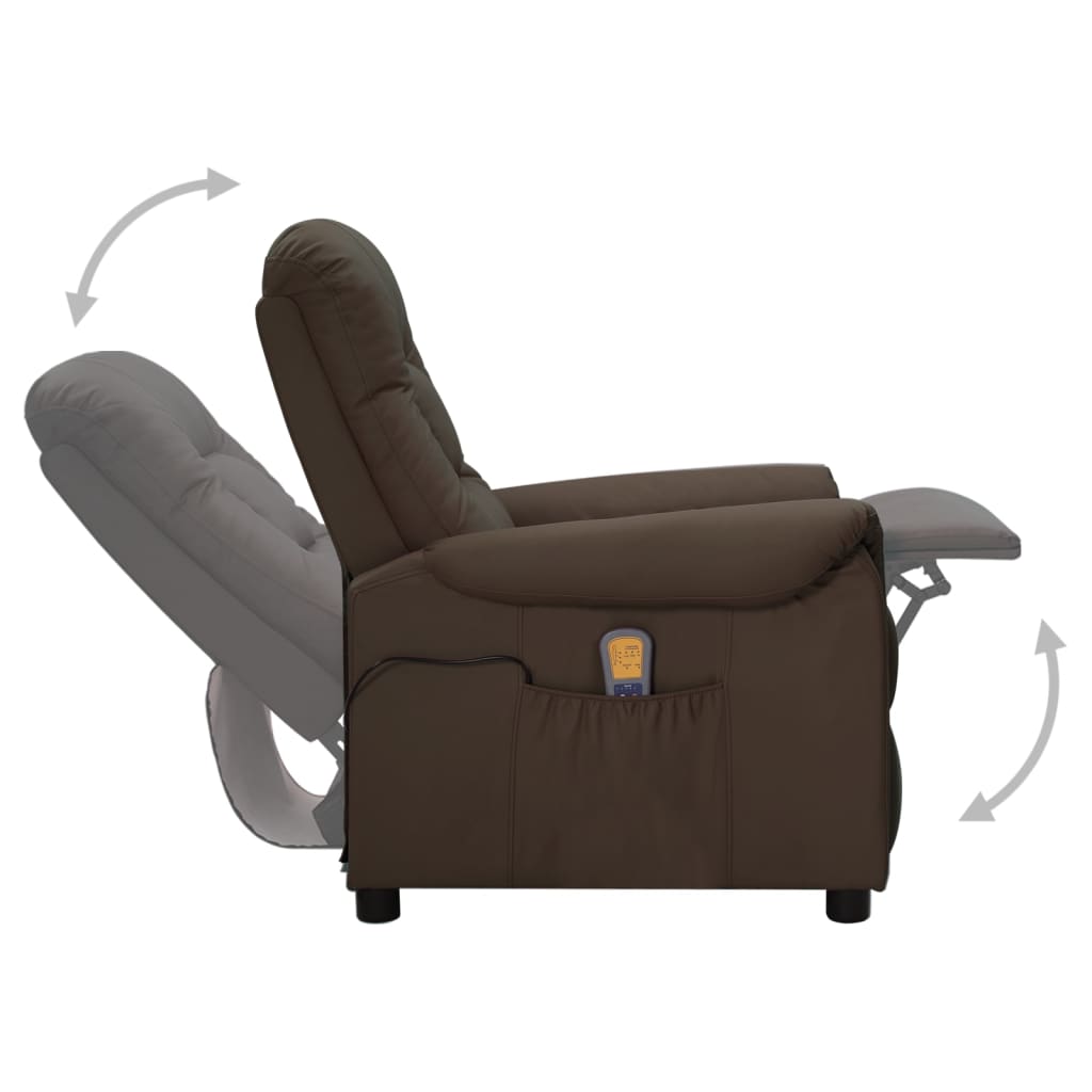 vidaXL Atlošiamas masažinis krėslas, rudos spalvos, dirbtinė oda