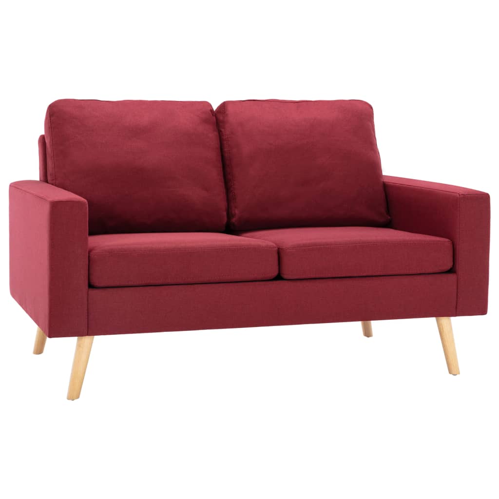 vidaXL Dvivietė sofa, raudonojo vyno spalvos, audinys