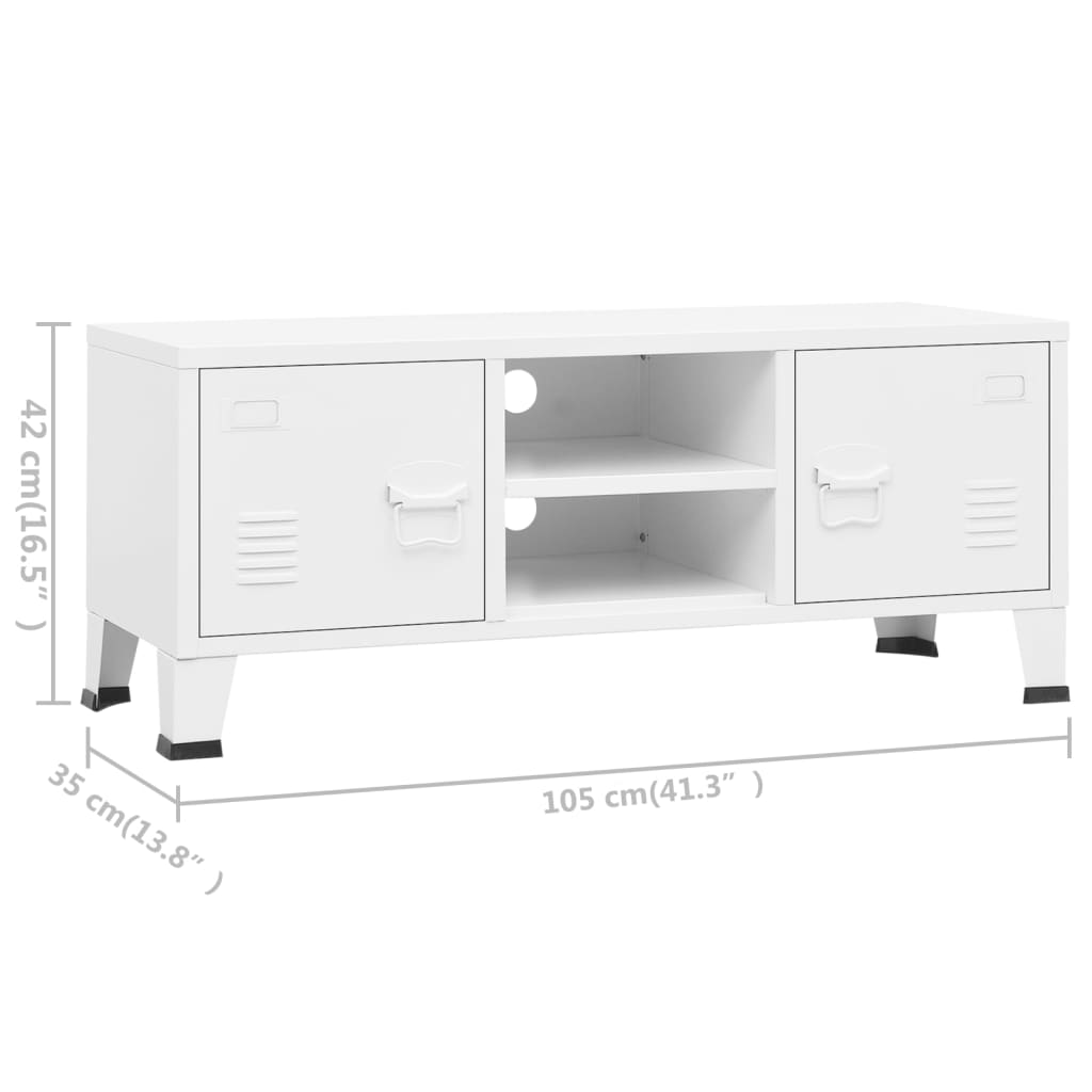 vidaXL Televizoriaus spintelė, balta, 105x35x42cm, metalas