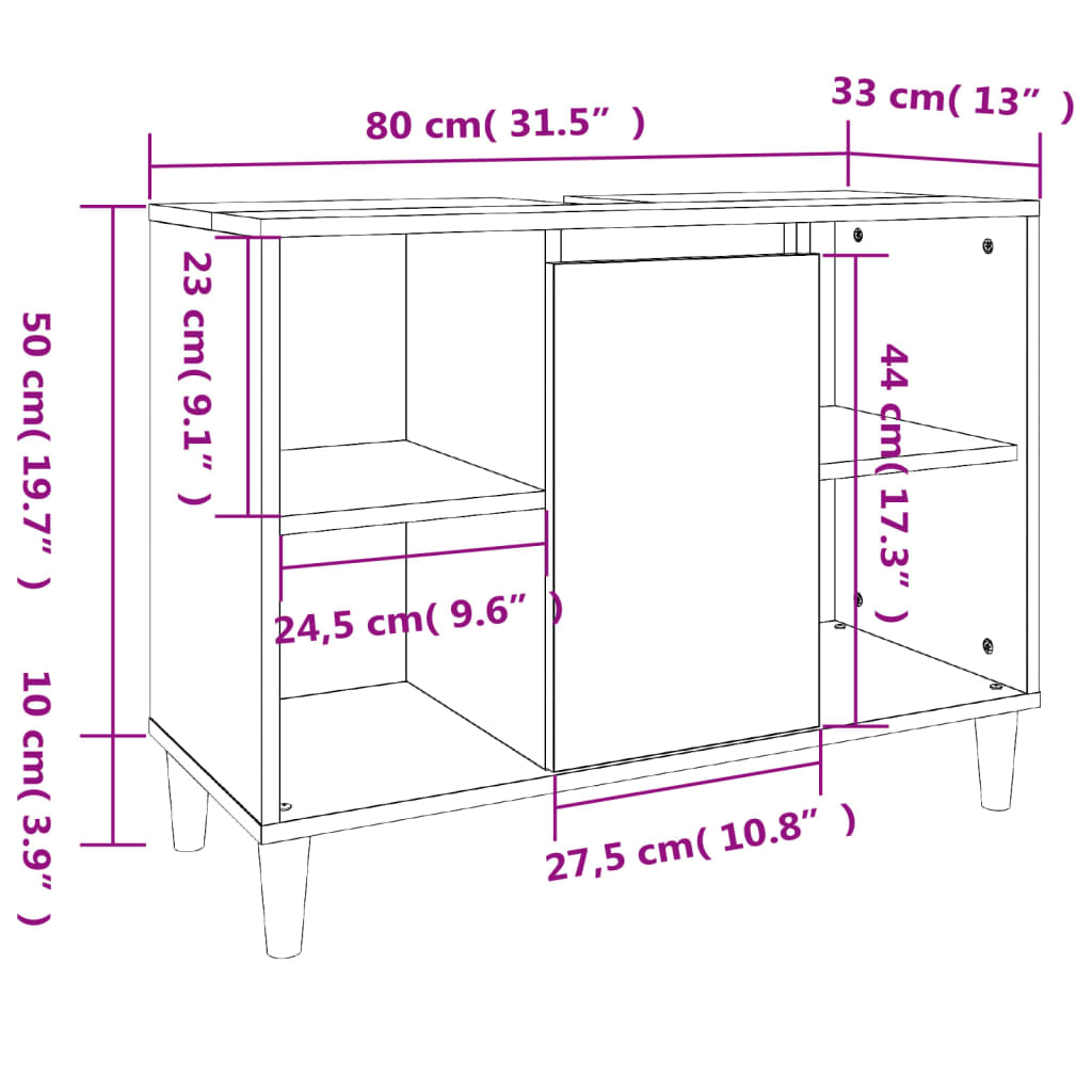 vidaXL Vonios baldų komplektas, 4 dalių, baltas, apdirbta mediena