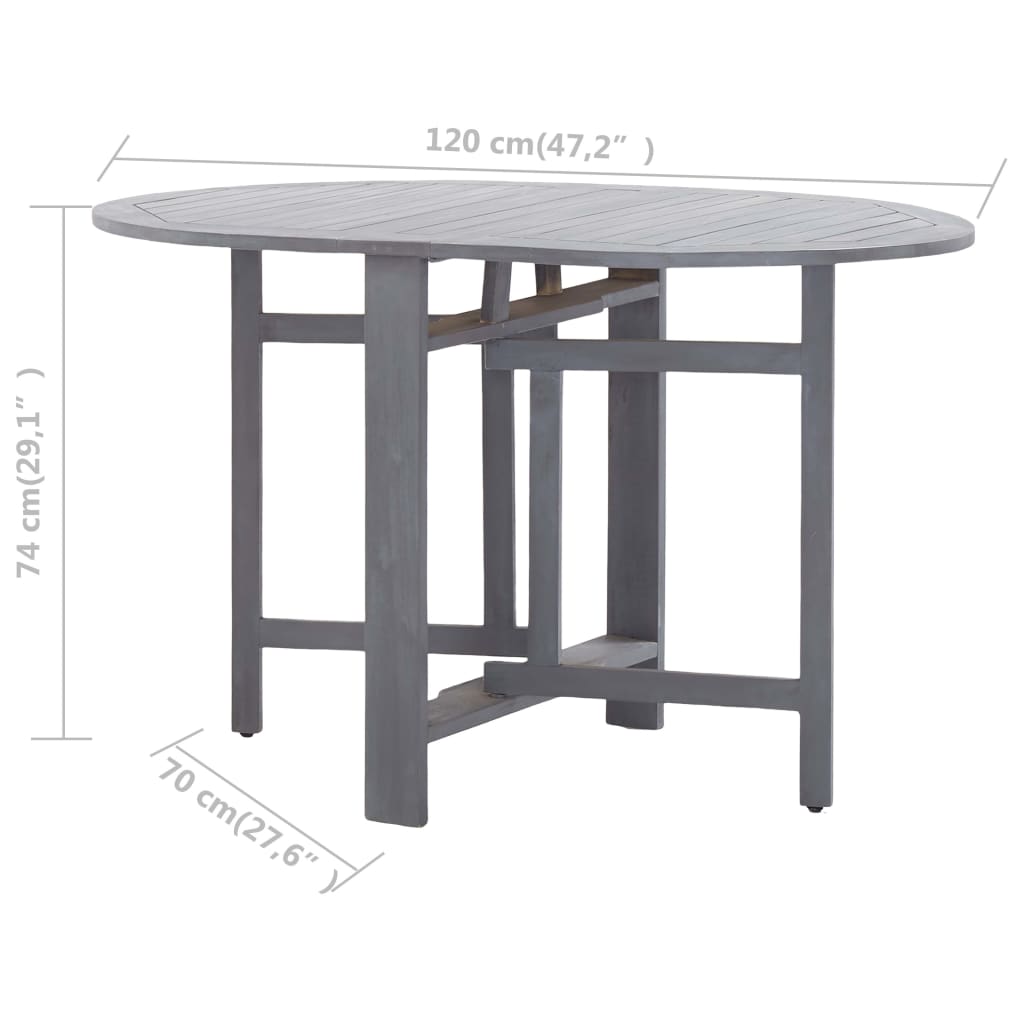 vidaXL Sodo stalas, pilkas, 120x70x74cm, akacijos medienos masyvas