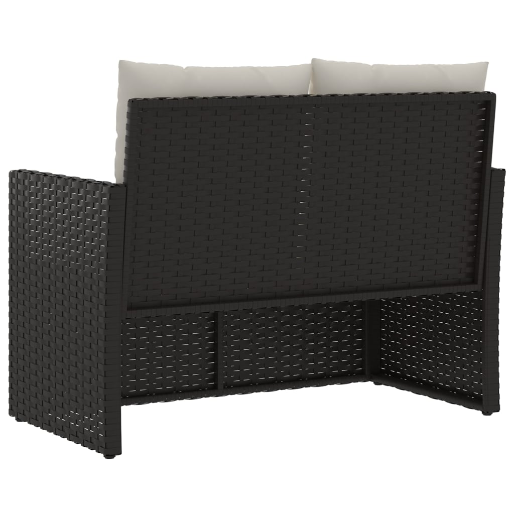 vidaXL Sodo suoliukas su pagalvėlėmis, juodas, 105cm, poliratanas