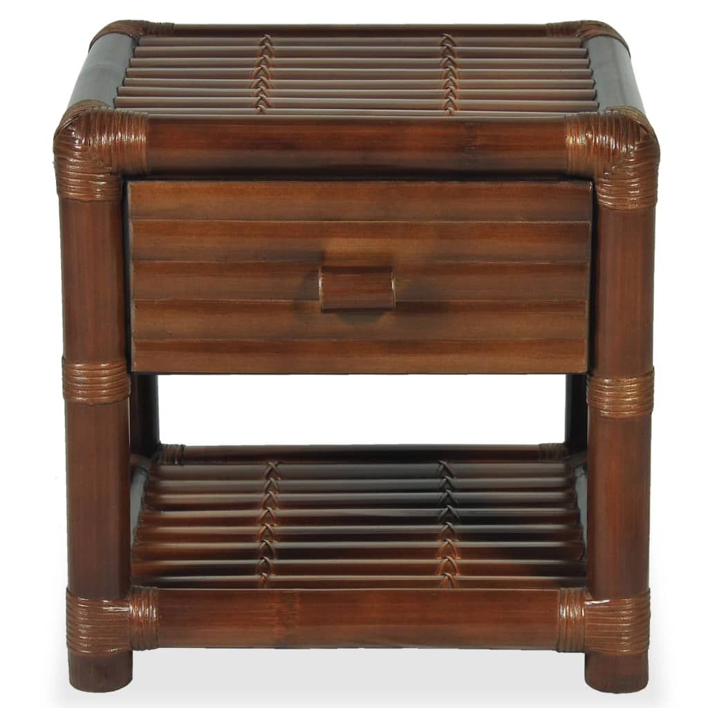 vidaXL Naktinis staliukas, 45x45x40cm, bambukas, tamsiai ruda spalva