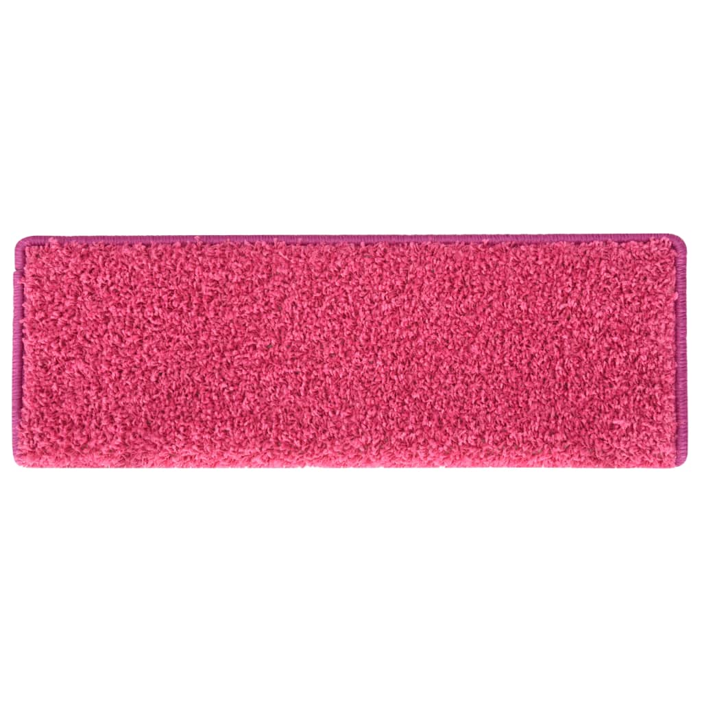 vidaXL Laiptų kilimėliai, 15vnt., rožinės spalvos, 65x25cm