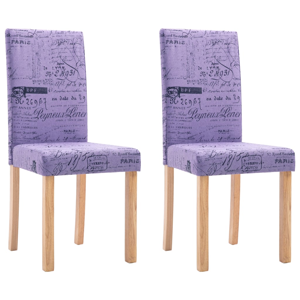 vidaXL Valgomojo kėdės, 2vnt., violetinės, audinys