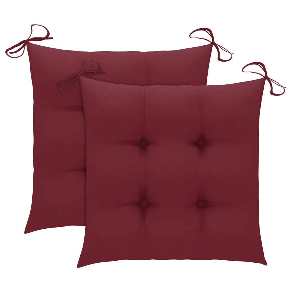vidaXL Supama kėdė su vyno raudona pagalvėle, tikmedžio masyvas