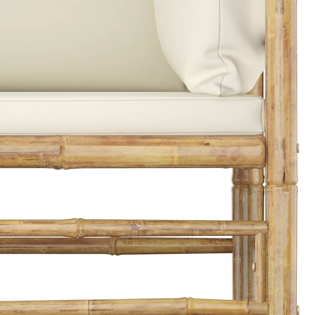 vidaXL Sodo komplektas su kreminėmis pagalvėmis, 5 dalių, bambukas