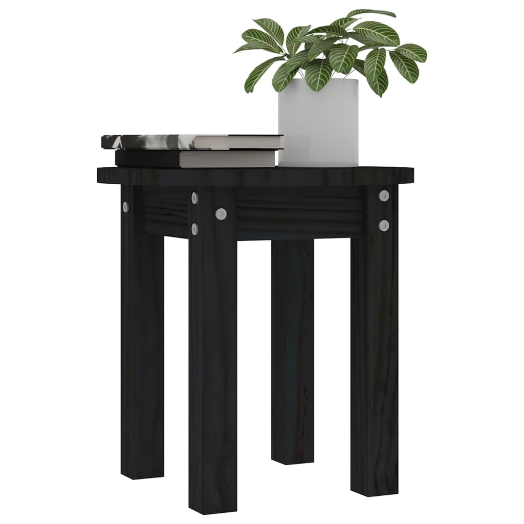 vidaXL Kavos staliukas, juodas, 35x35cm, pušies medienos masyvas