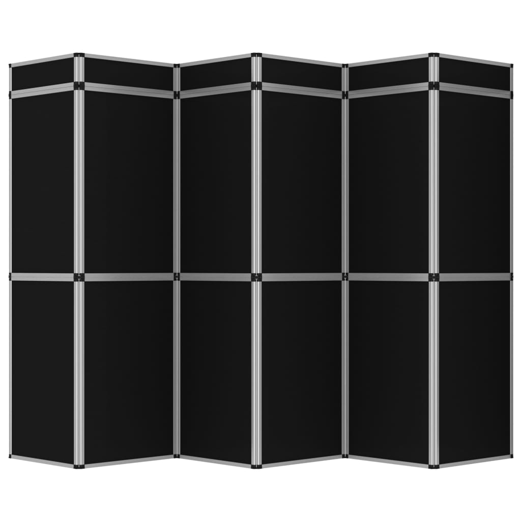 vidaXL Sulankstoma parodų sienelė, 12 dalių, juodos spalvos