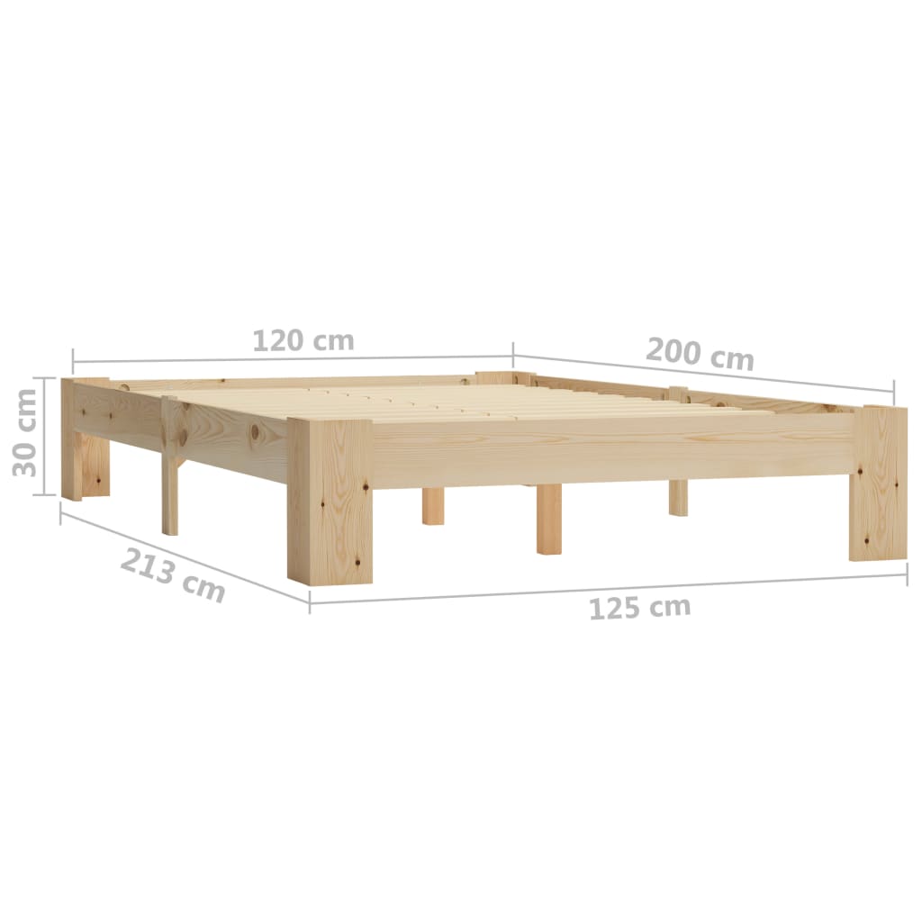 vidaXL Lovos rėmas, 120x200 cm, pušies medienos masyvas