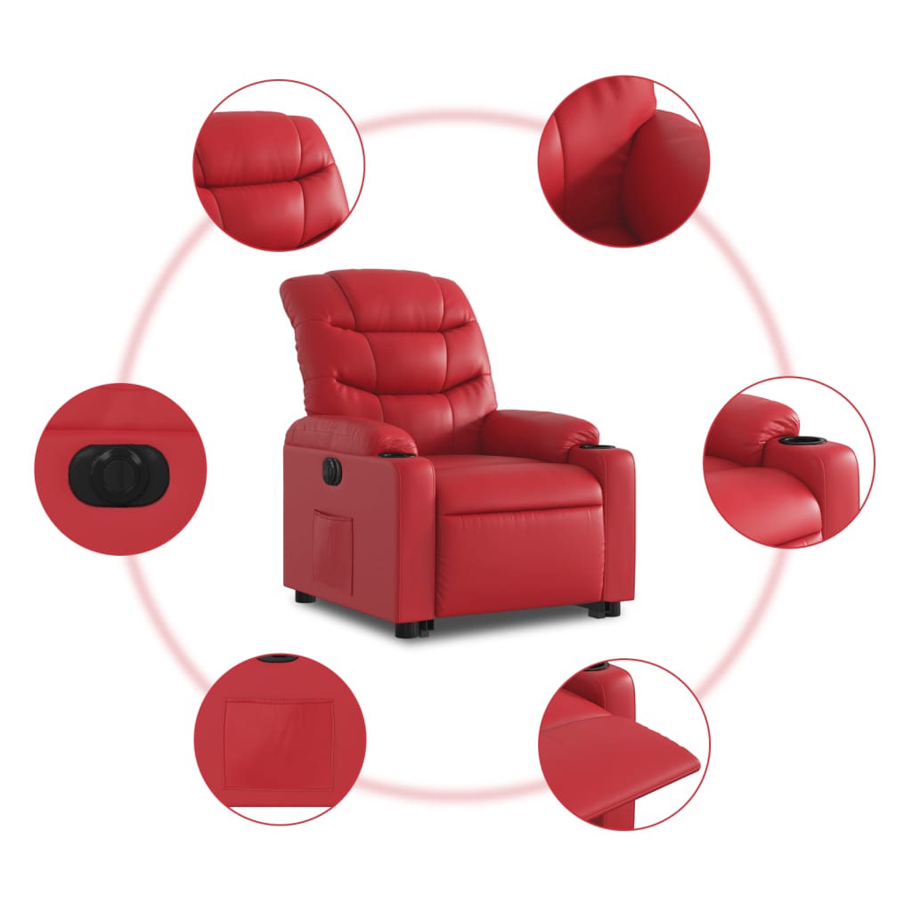 vidaXL Atsistojantis elektrinis krėslas, raudonas, dirbtinė oda