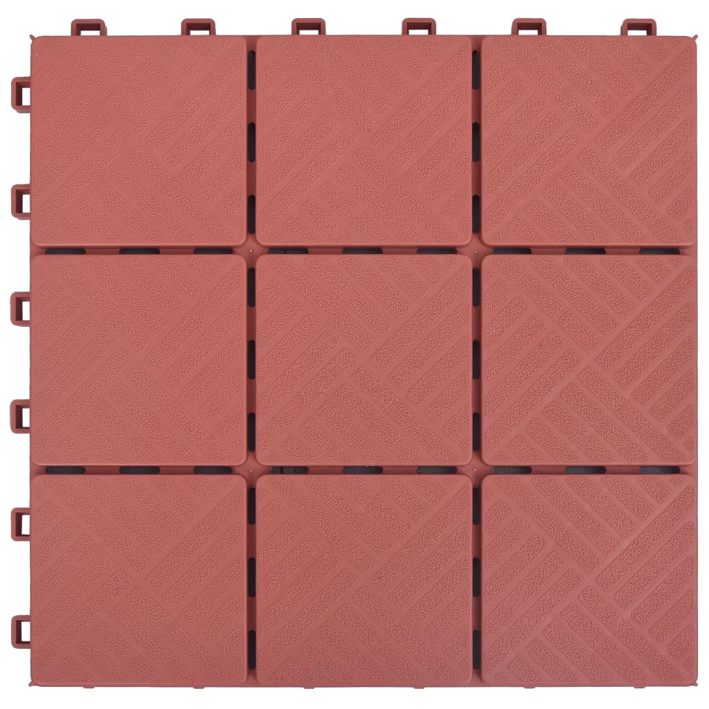 vidaXL Grindų plytelės, 10vnt., raudonos, 30,5x30,5cm, plastikas