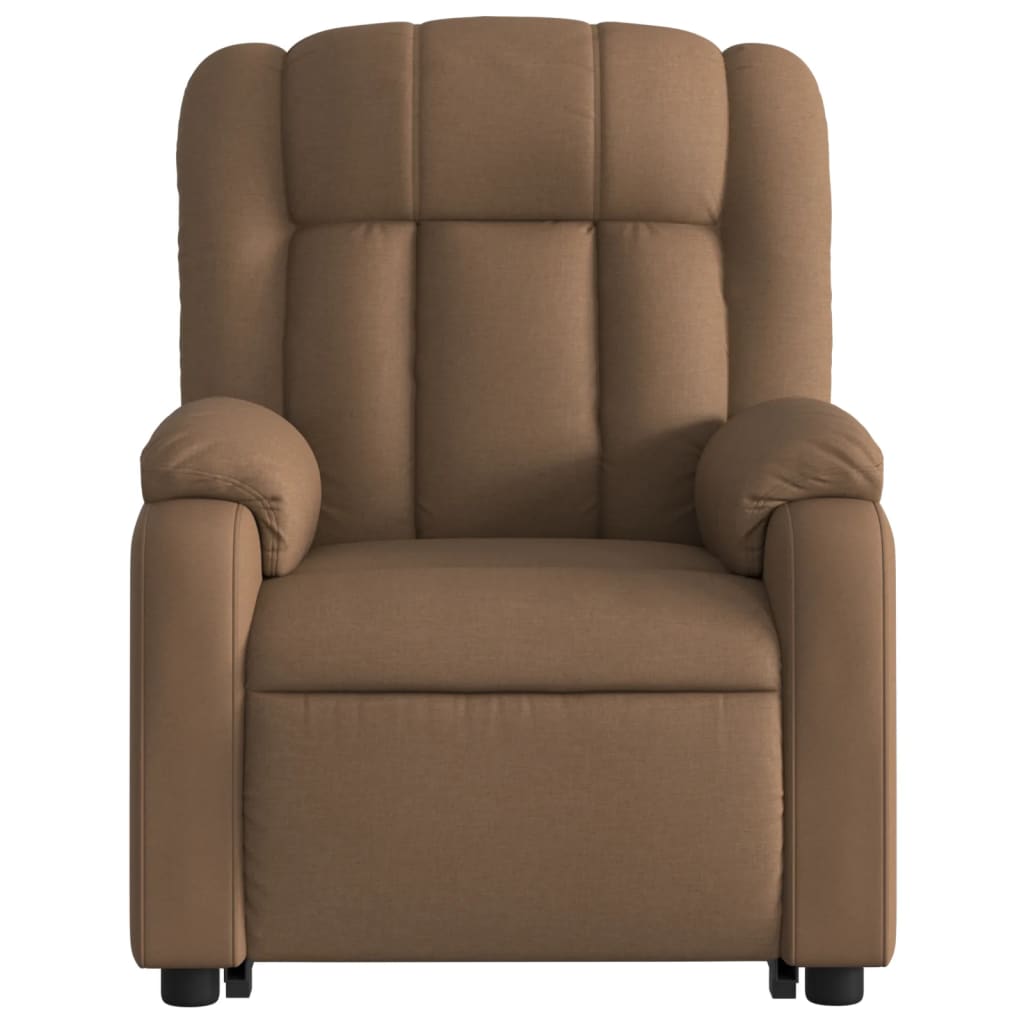 vidaXL Atsistojantis elektrinis masažinis krėslas, rudas, audinys