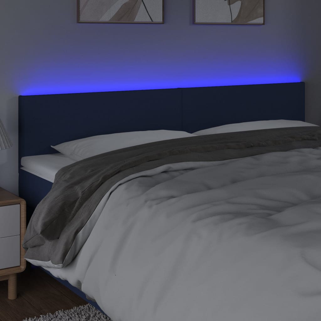 vidaXL Galvūgalis su LED, mėlynos spalvos, 200x5x78/88cm, audinys