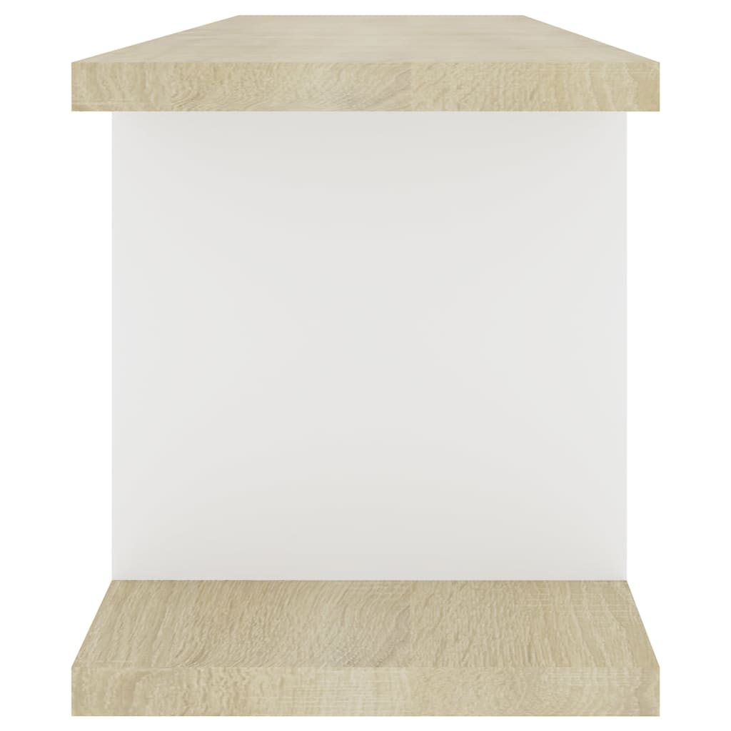 vidaXL Sieninės lentynos, 2vnt., baltos ir ąžuolo, 75x18x20cm, mediena