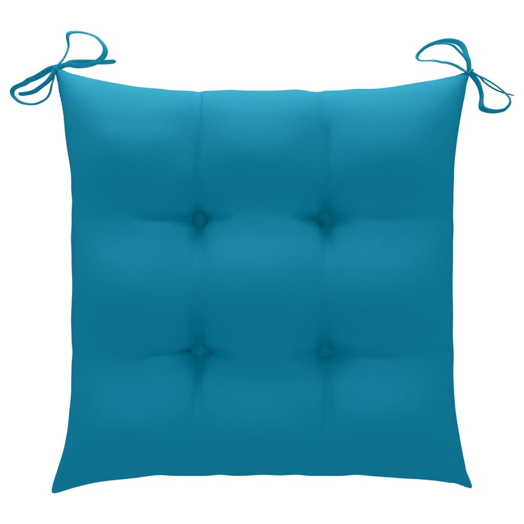 vidaXL Sodo kėdės su šviesiai mėlynomis pagalvėlėmis, 2vnt., tikmedis