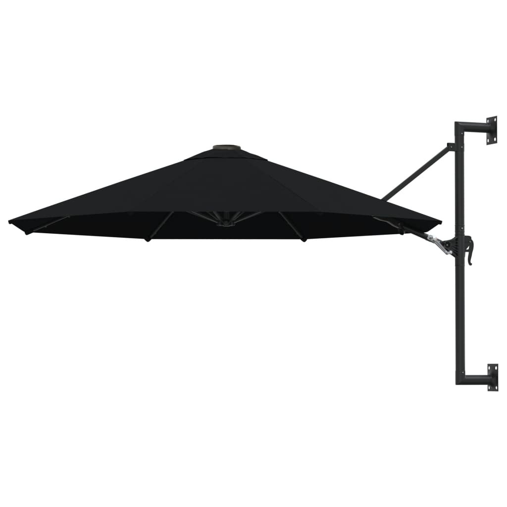 vidaXL Montuojamas skėtis su metaliniu stulpu, juodas, 300cm