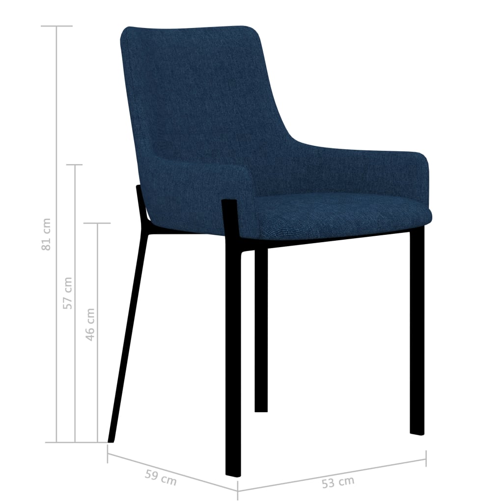 vidaXL Valgomojo kėdės, 6 vnt., mėlynos spalvos, audinys (3x282593)