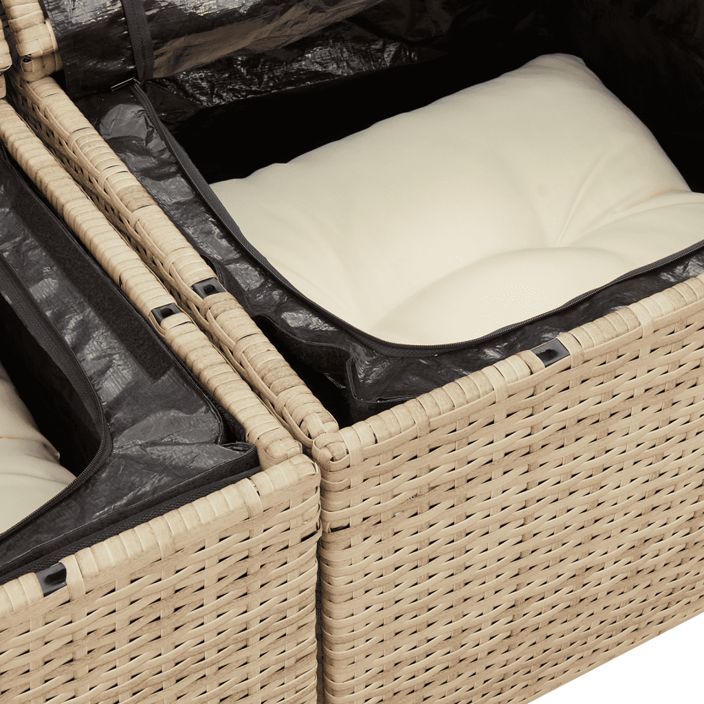 vidaXL Sofos komplektas su pagalvėlėmis, 5 dalių, smėlio, poliratanas