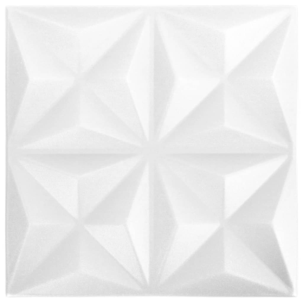 vidaXL 3D sienų plokštės, 48vnt., baltos, 50x50cm, 12m², origami rašto