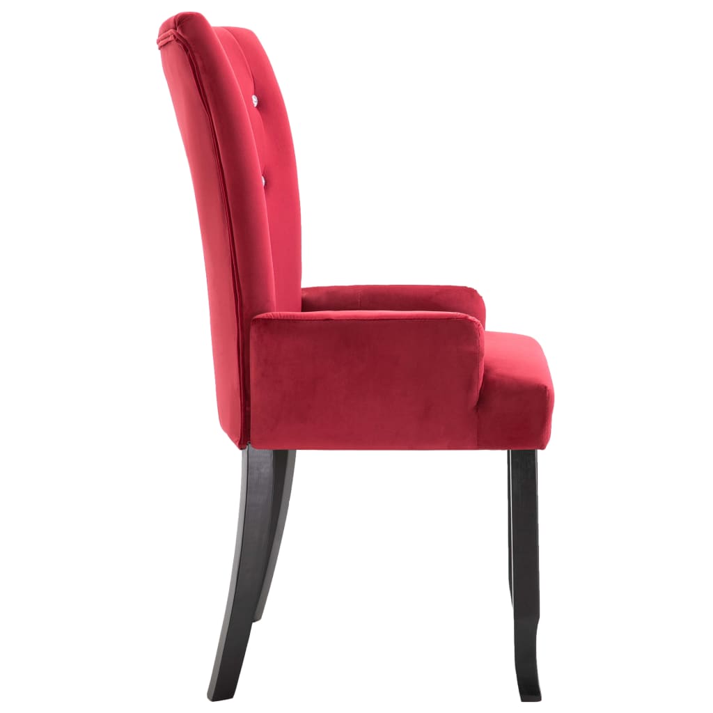 vidaXL Valgomojo kėdė su porankiais, raudona, aksomas