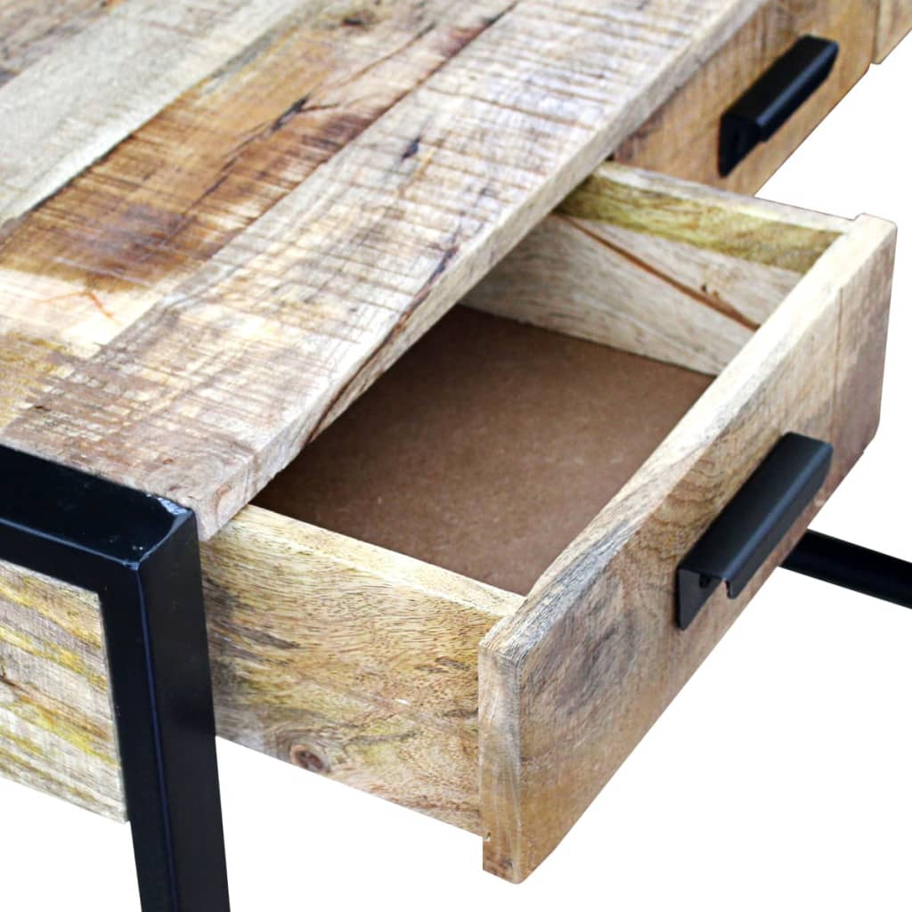 vidaXL Konsolinis staliukas su 3 stalčiais, masyvi mango mediena