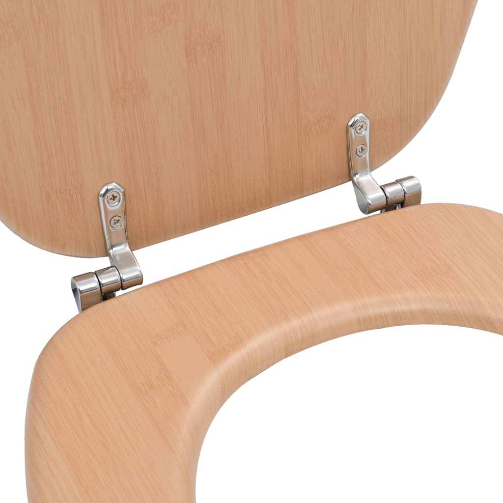 vidaXL Klozeto sėdynės su dangčiu, 2vnt., MDF, bambuko dizainas