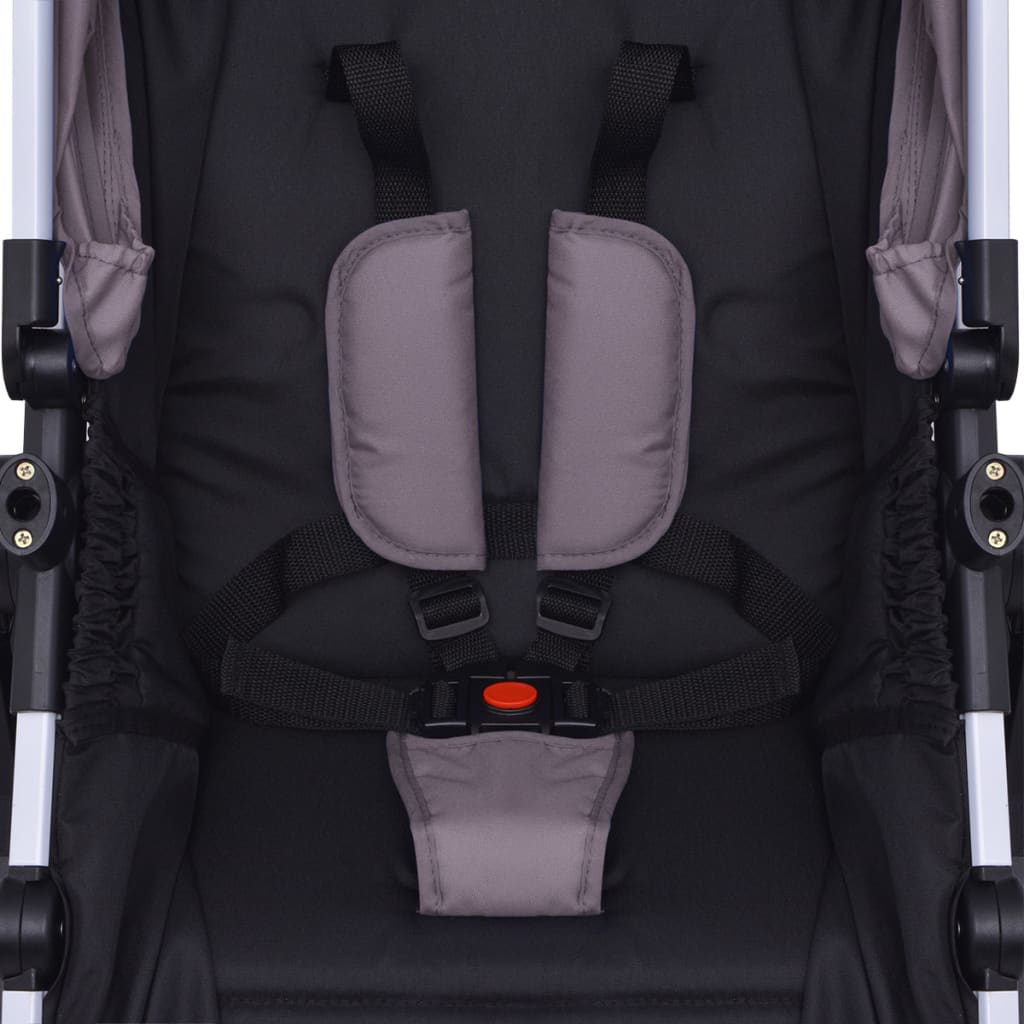 vidaXL 3-in-1 Vaikiškas sulankstomas vežimėlis, pilkas ir juodas, aliuminis