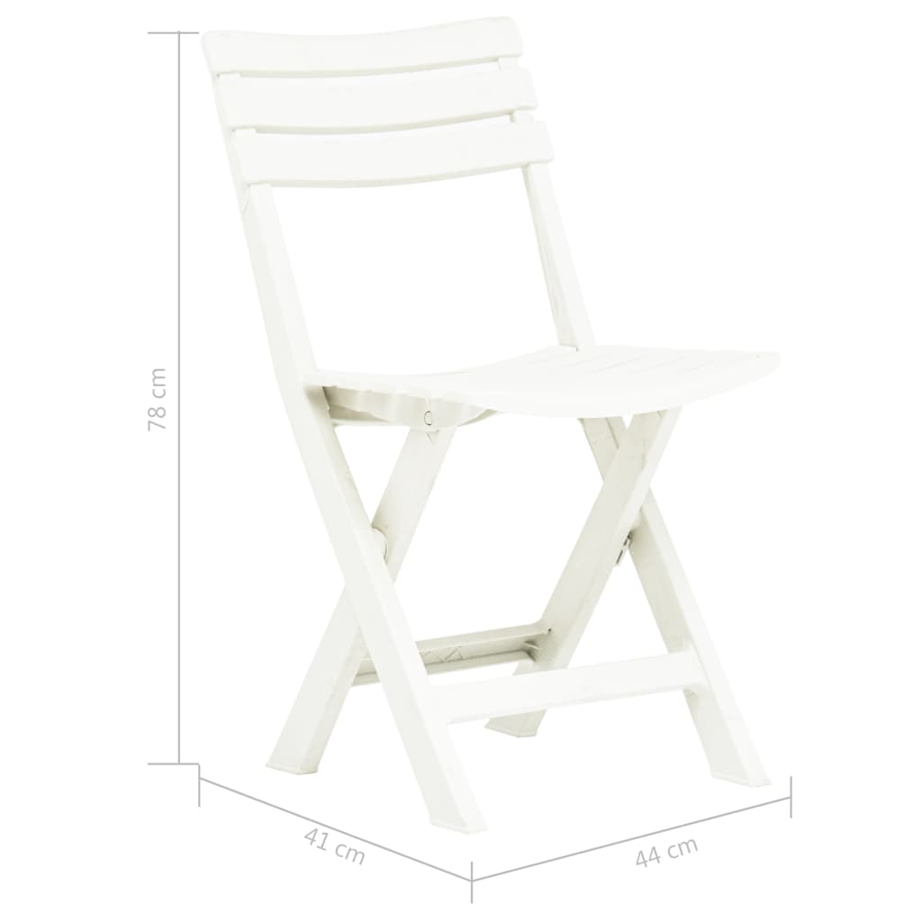 vidaXL Sulankstomos sodo kėdės, 2vnt., baltos spalvos, plastikas