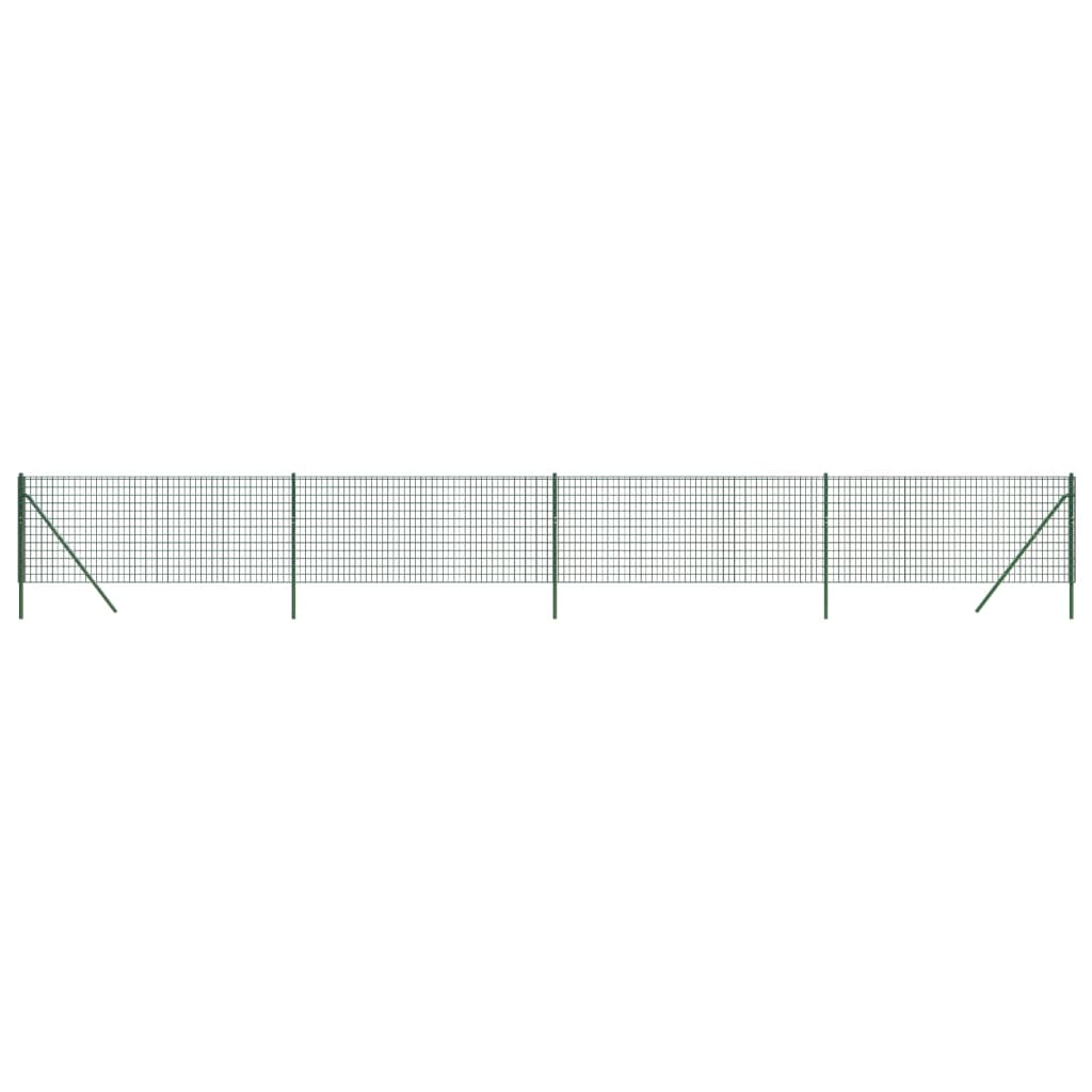 vidaXL Vielinė tinklinė tvora, žalia, 0,8x10m, galvanizuotas plienas