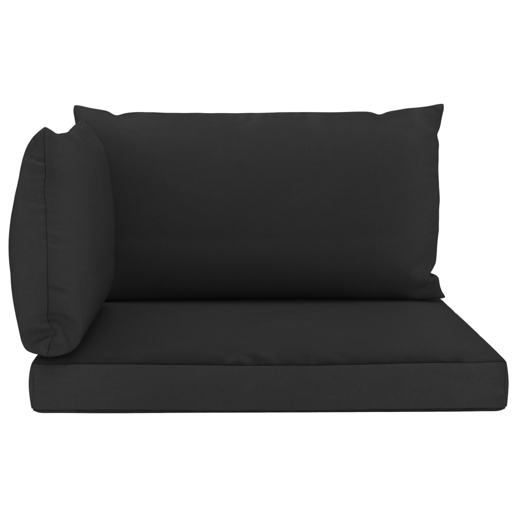 vidaXL Pagalvėlės sofai iš palečių, 3vnt., juodos spalvos, audinys