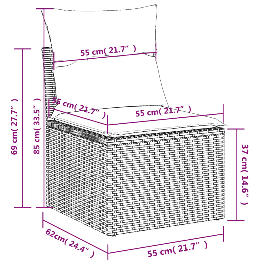 vidaXL Sodo komplektas su pagalvėlėmis, 11 dalių, smėlio, poliratanas
