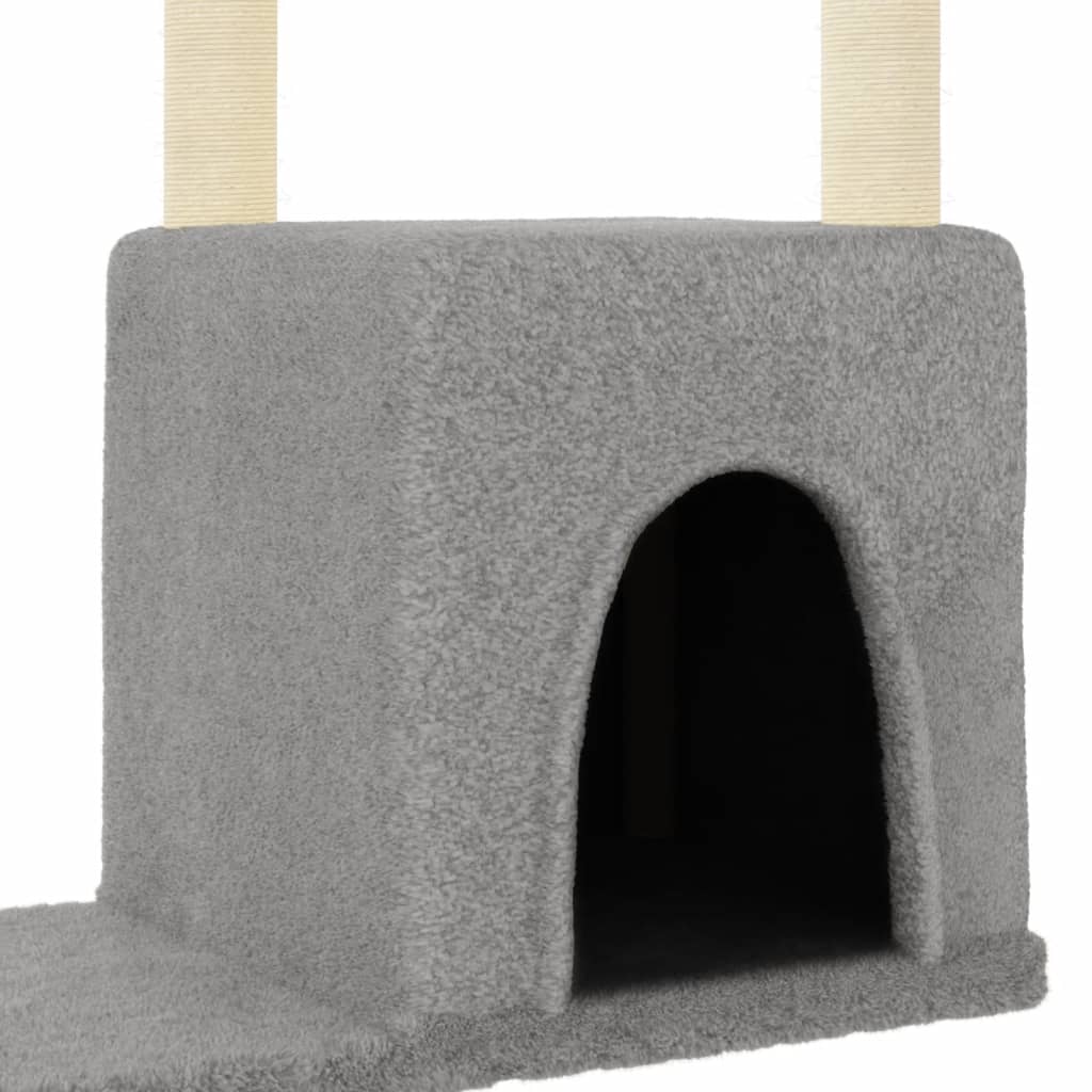 vidaXL Draskyklė katėms su stovais iš sizalio, šviesiai pilka, 97,5cm