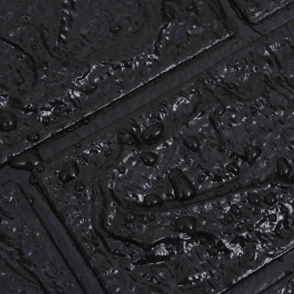 vidaXL Lipnūs 3D tapetai, juodos spalvos, 10vnt., plytų dizaino