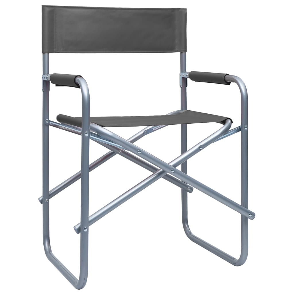 vidaXL Režisieriaus kėdės, 2 vnt., pilkos spalvos, plienas