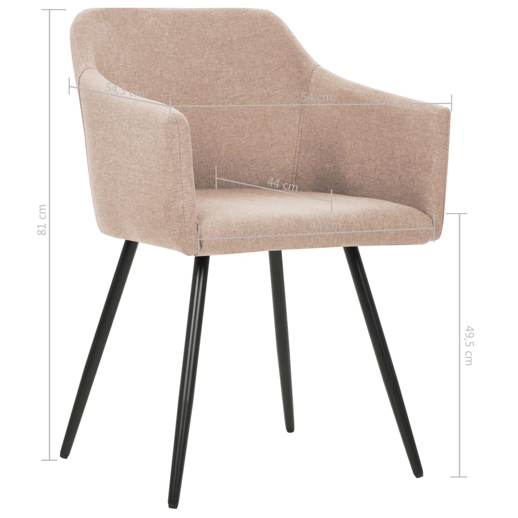 vidaXL Valgomojo kėdės, 6 vnt., taupe spalvos, audinys