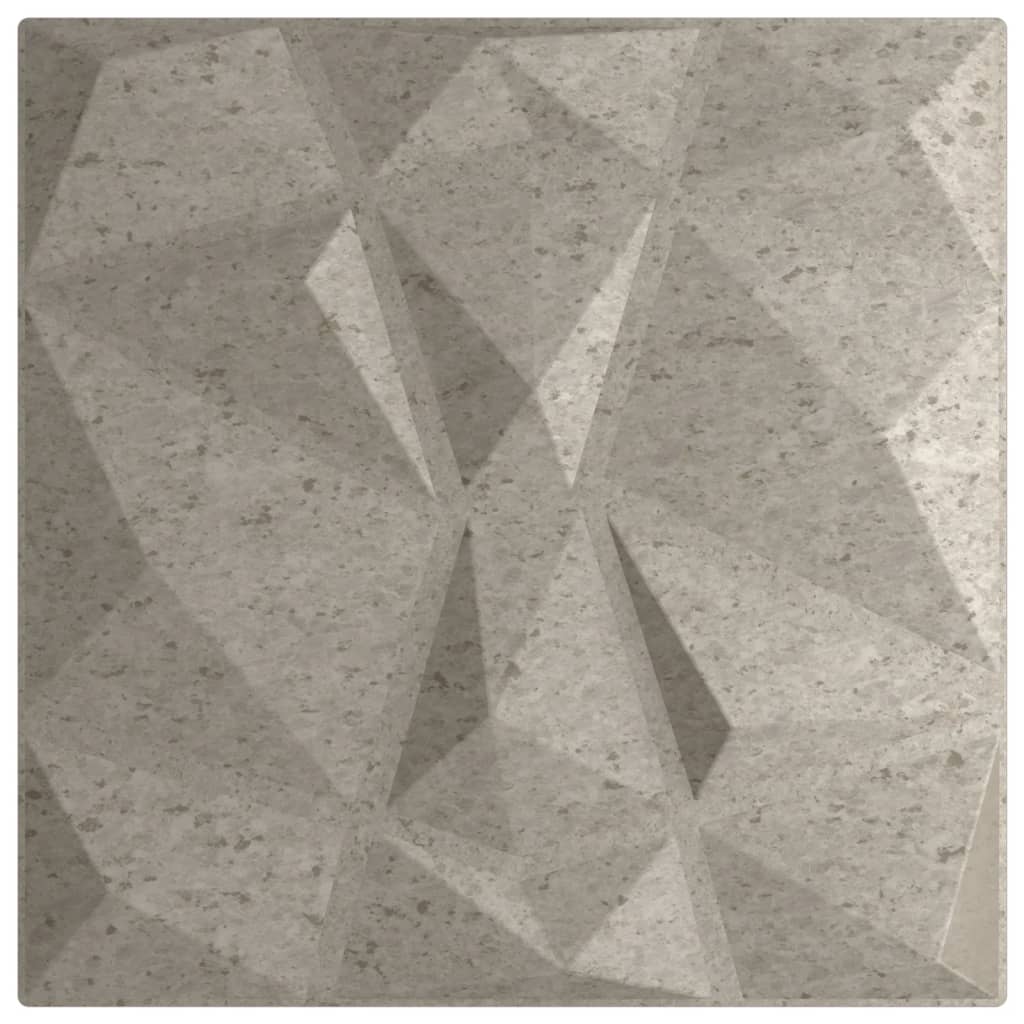 vidaXL Sienų plokštės, 24vnt., betono, 50x50cm, XPS, 6m², deimantų