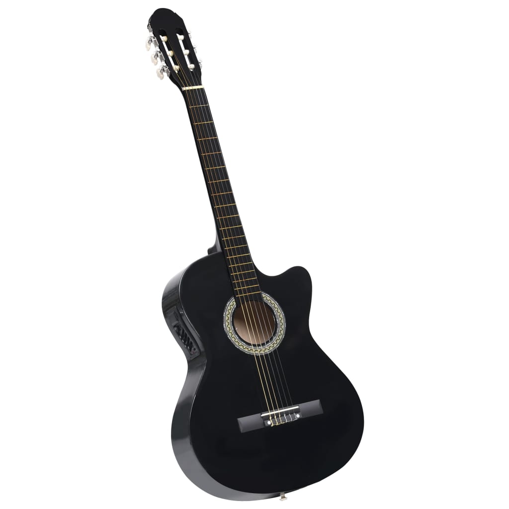 vidaXL Klasikinė gitara su ekvalaizeriu, juodos spalvos, 6 stygos
