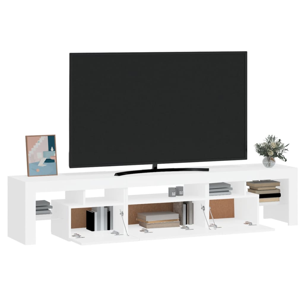 vidaXL Televizoriaus spintelė su LED apšvietimu, balta, 200x36,5x40cm