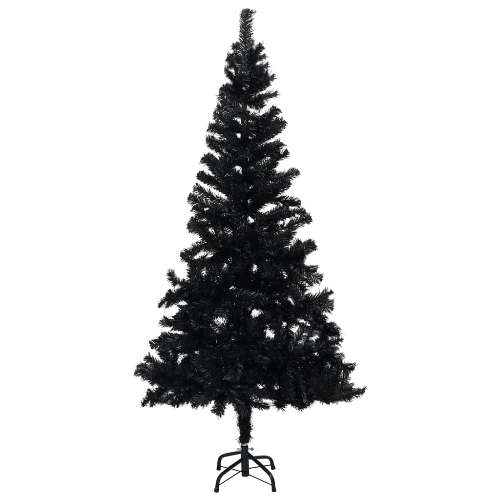vidaXL Dirbtinė apšviesta Kalėdų eglutė su stovu, juoda, 240cm, PVC