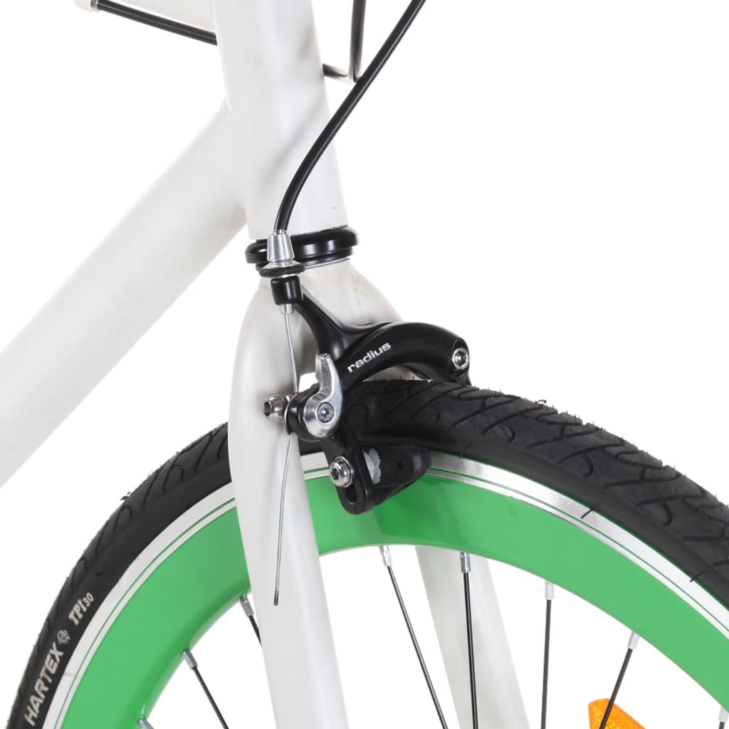 vidaXL Fiksuotos pavaros dviratis, baltas ir žalias, 700c, 55cm