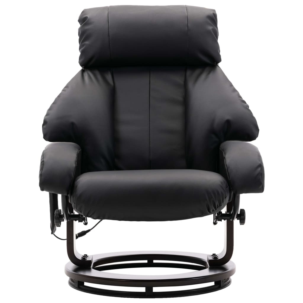 vidaXL Atlošiamas masažinis TV krėslas, juodos spalvos, dirbtinė oda