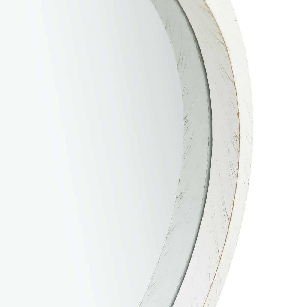 vidaXL Sieninis veidrodis su dirželiu, baltos spalvos, 60cm